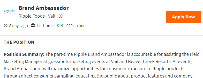 brand ambassador job posting