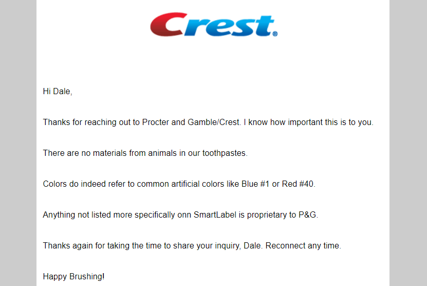 crest email response