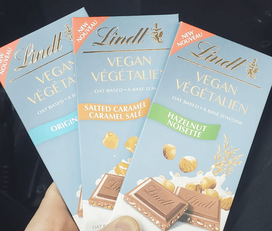 boxes of lindt vegan milk chocolate