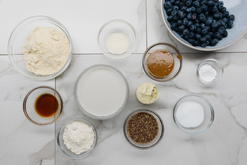 Keto Vegan Blueberry Pancakes ingredients