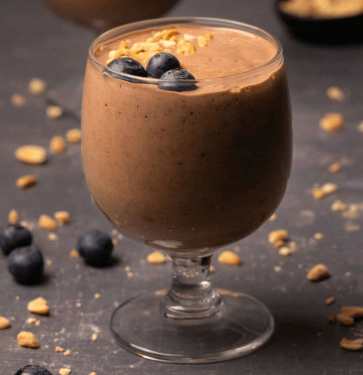 peanut butter and chocolate protein smoothie
