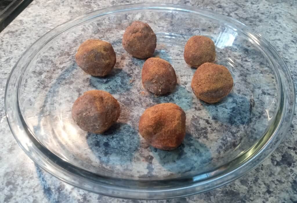 protein balls on tray