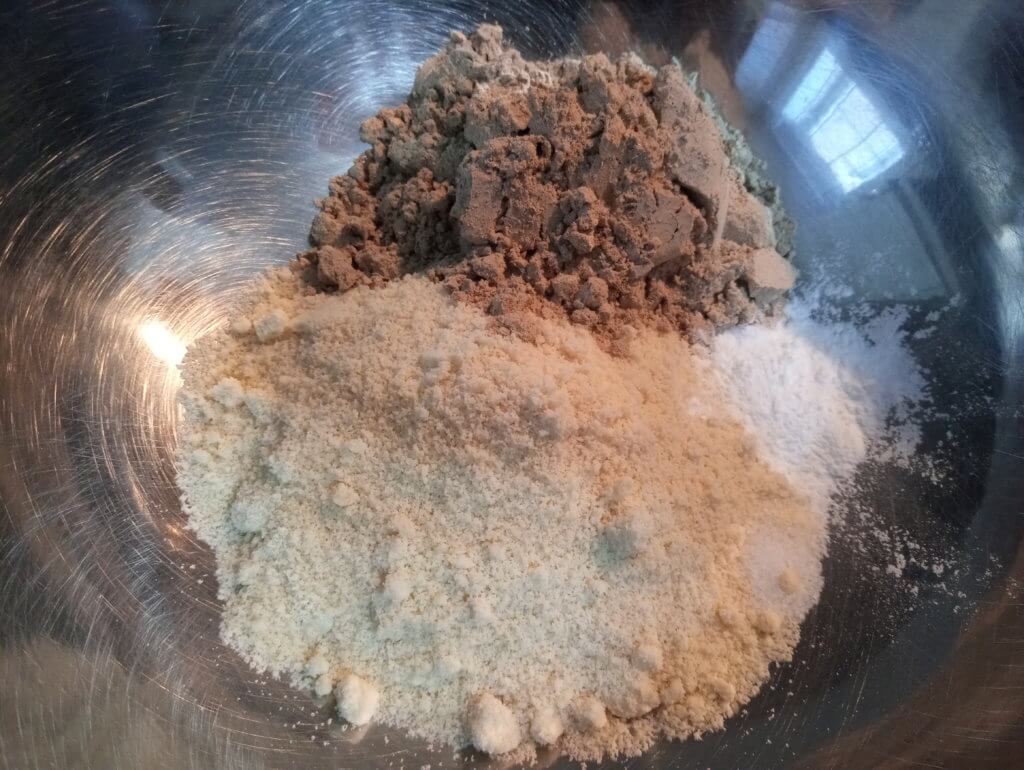 mixing vegan protein muffin ingredients